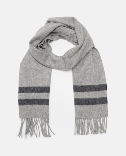 Imagen 0 de Bufanda de hombre de lana merina 100% con estampado de espiga a cuadros.