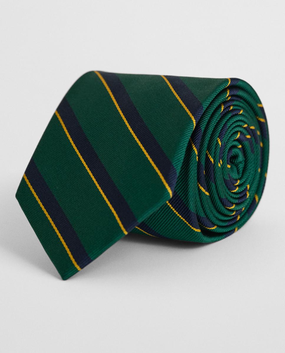 Imagen 0 de Corbata de hombre de seda 100%, con diseño a rayas único y punta con ajuste adaptable.