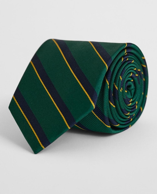 Imagen 0 de Corbata de hombre de seda 100%, con diseño a rayas único y punta con ajuste adaptable.