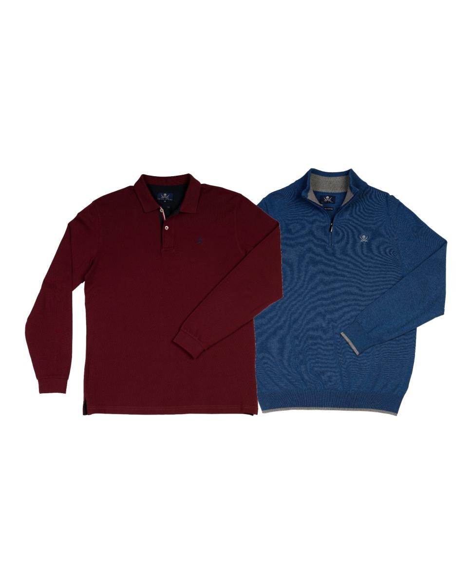 Imagen 0 de Pack hombre polo basico + jersey media cremallera manga larga
