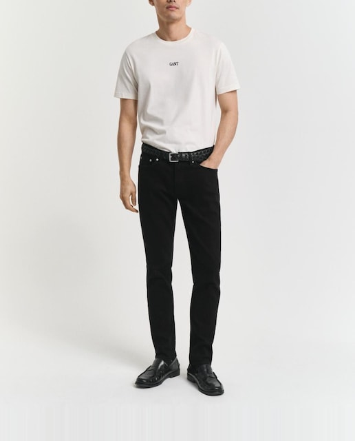 Imagen 0 de Vaqueros de hombre en mezcla de algodón elástico con corte slim y color negro resistente al desgaste.