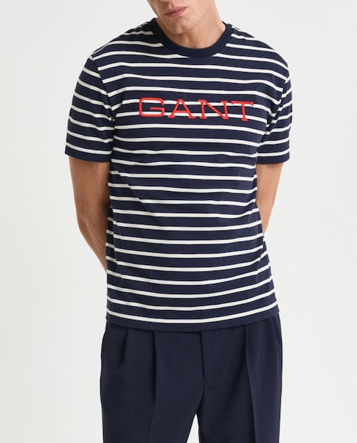 Imagen 0 de Camiseta de hombre de rayas con logo