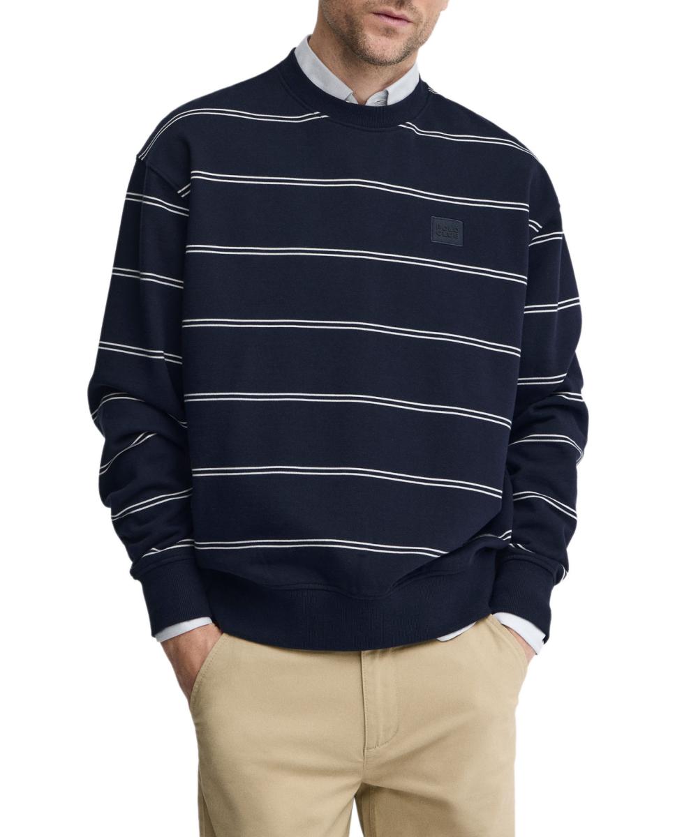 Imagen 0 de Sudadera de hombre con diseño a rayas, cuello redondo y corte holgado