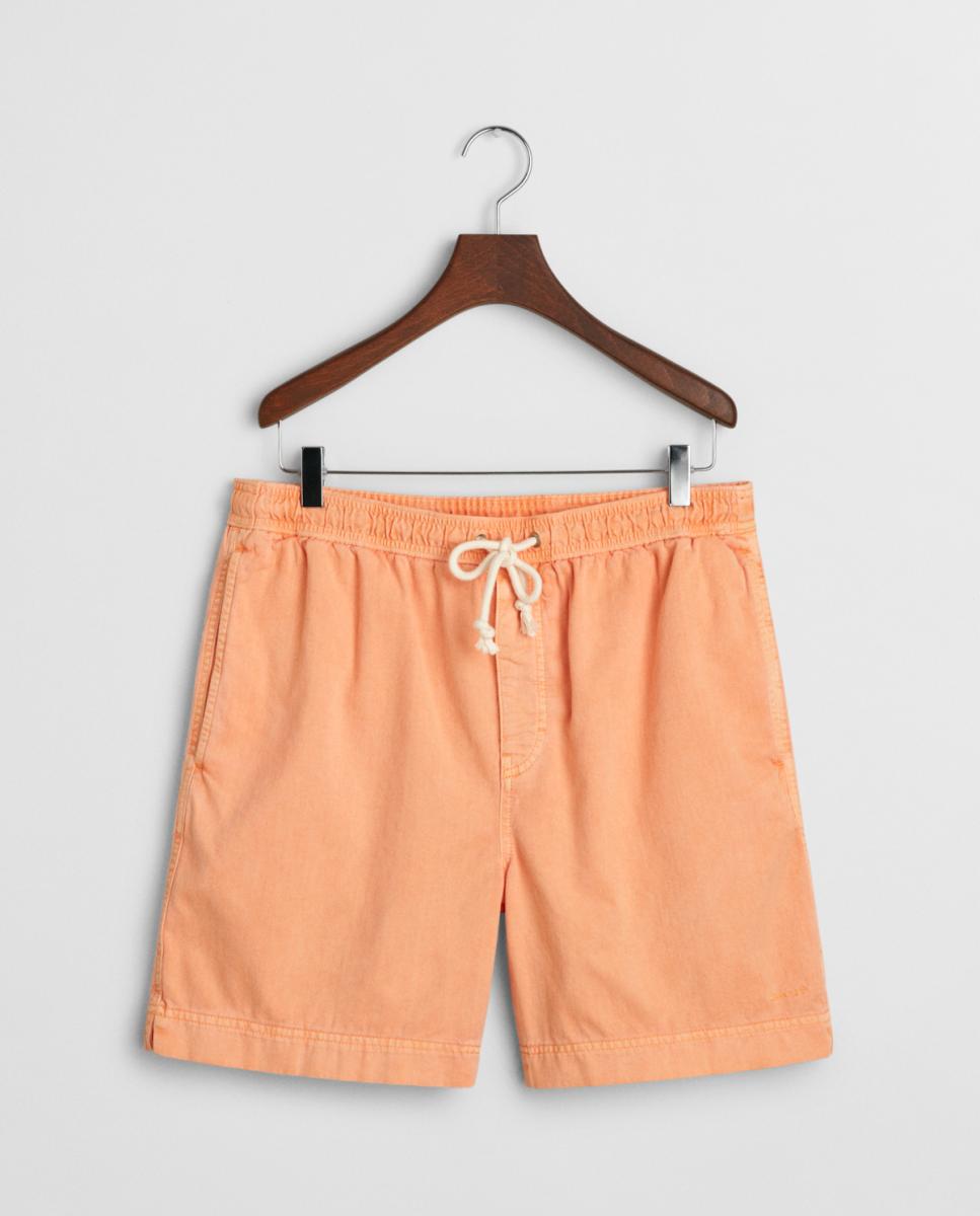 Imagen 0 de Pantalones cortos de hombre en sarga de algodón suave con cintura ajustable y corte recto.