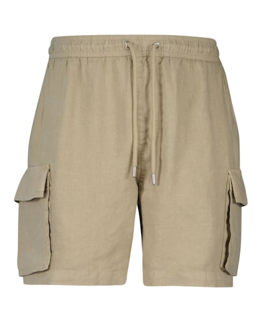 Imagen 0 de Pantalones cortos de hombre en lino con corte regular y cintura ajustable.