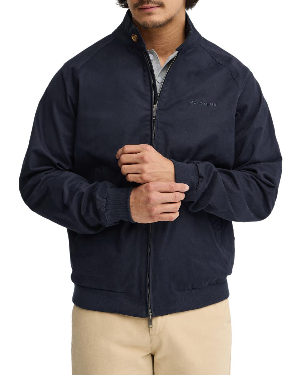 Imagen 0 de Chaqueta para hombre de corte regular con cuello elevado de botón y cierre de cremallera