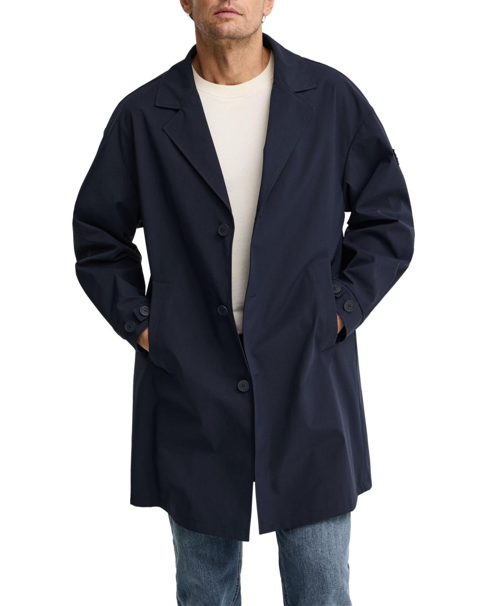 Imagen 0 de Gabardina para hombre de corte recto, cierre con botones y cuello de solapa