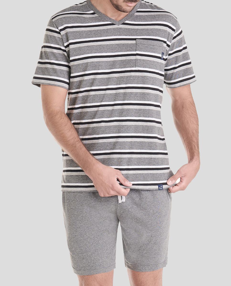 Imagen 0 de Pijama corto de hombre top tejido rayas