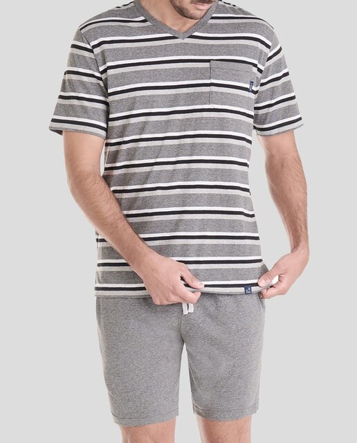 Imagen 0 de Pijama corto de hombre top tejido rayas