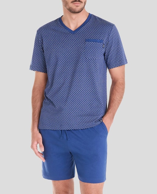 Imagen 0 de Pijama corto de hombre top tejido estampado corbatero