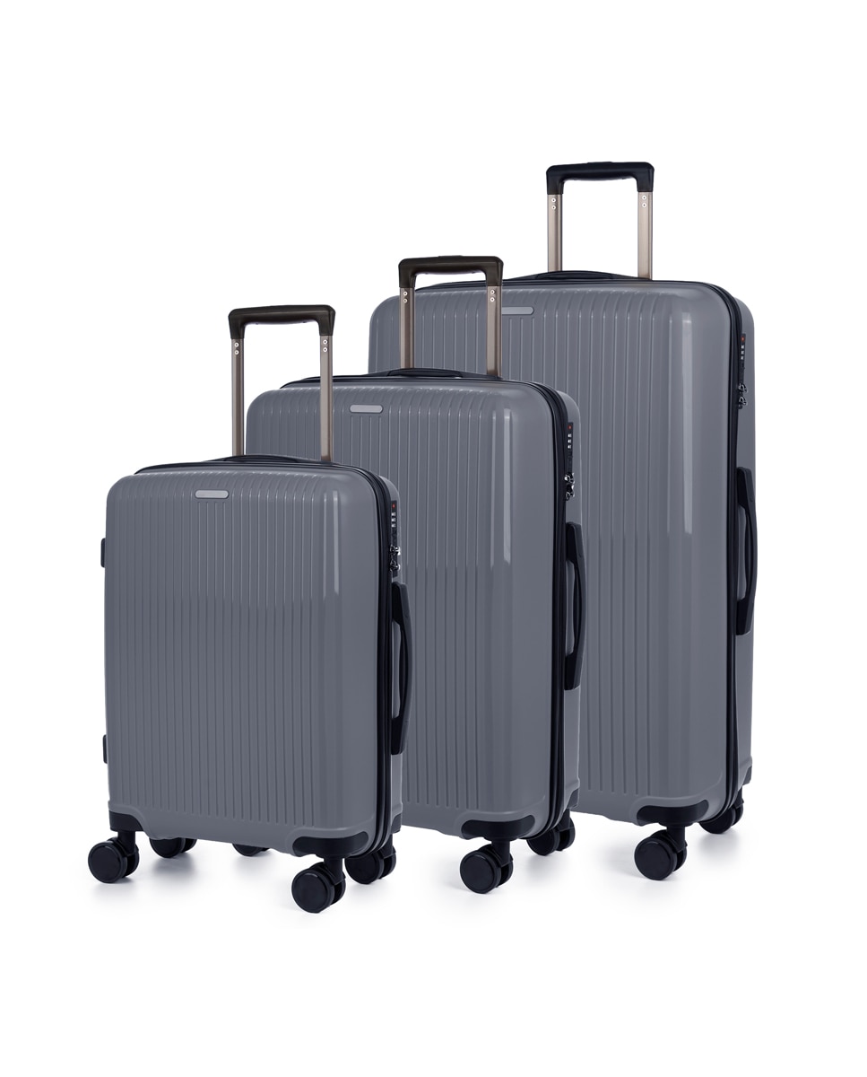 Imagen 0 de Juego de 3 maletas Trolley, en material ligero PP resistente a la rotura. Cerradura TSA numérica, 4 ruedas dobles giratorias 360°.