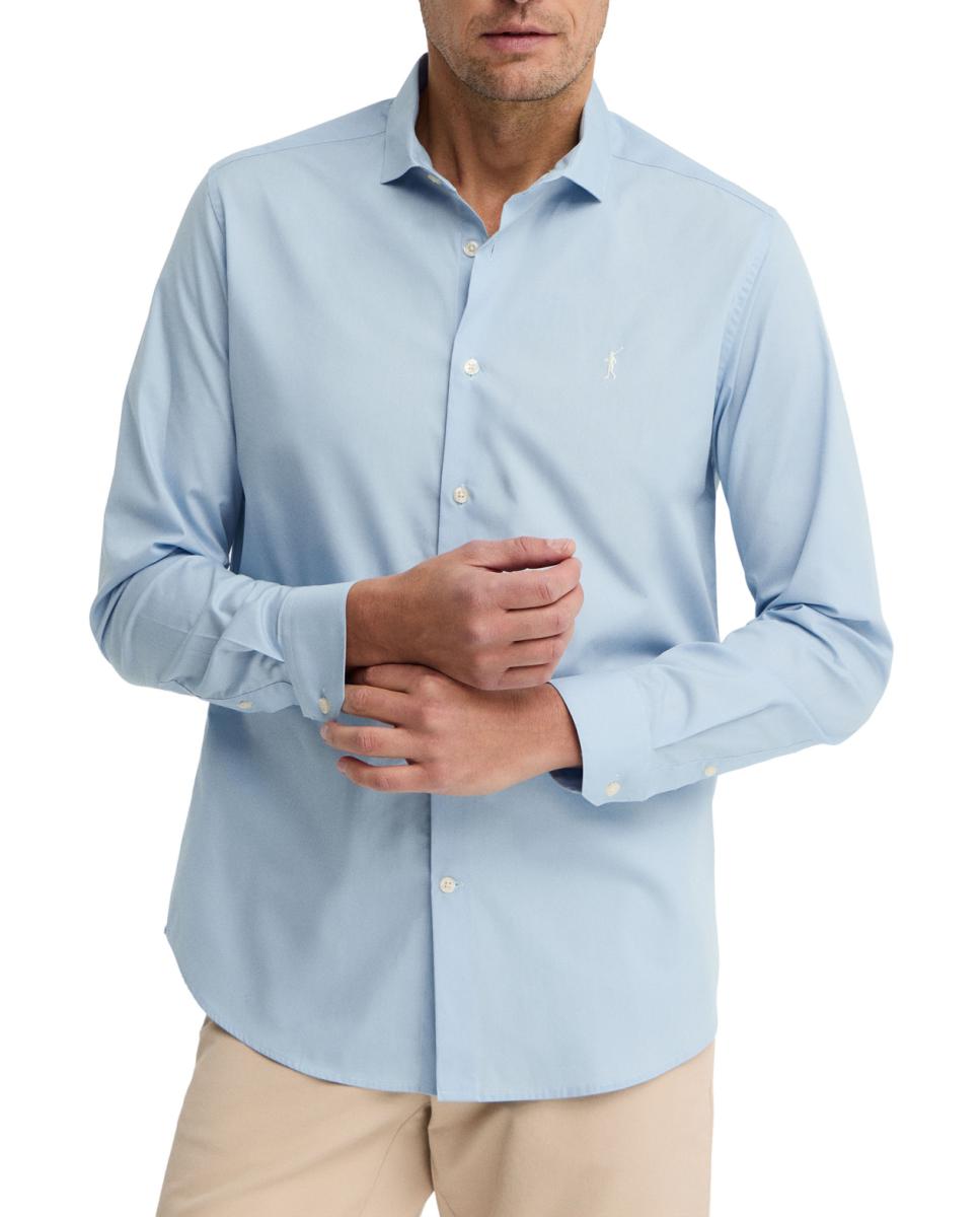 Imagen 0 de Camisa de hombre de manga larga, corte slim y cuello italiano