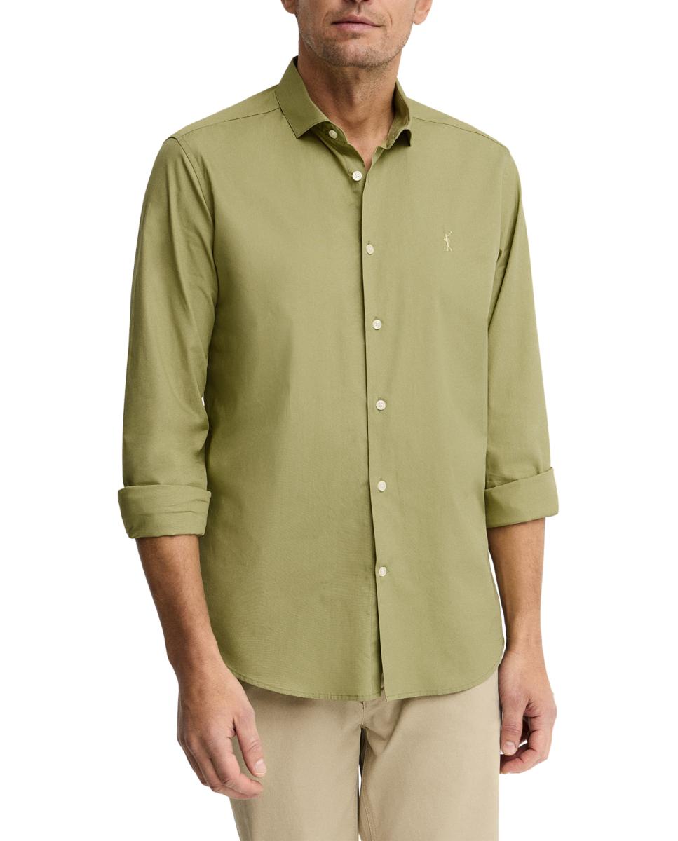 Imagen 0 de Camisa de hombre de manga larga, corte slim y cuello italiano