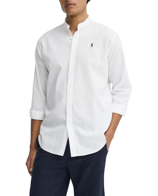 Imagen 0 de Camisa de hombre de manga larga, con cuello mao y corte regular