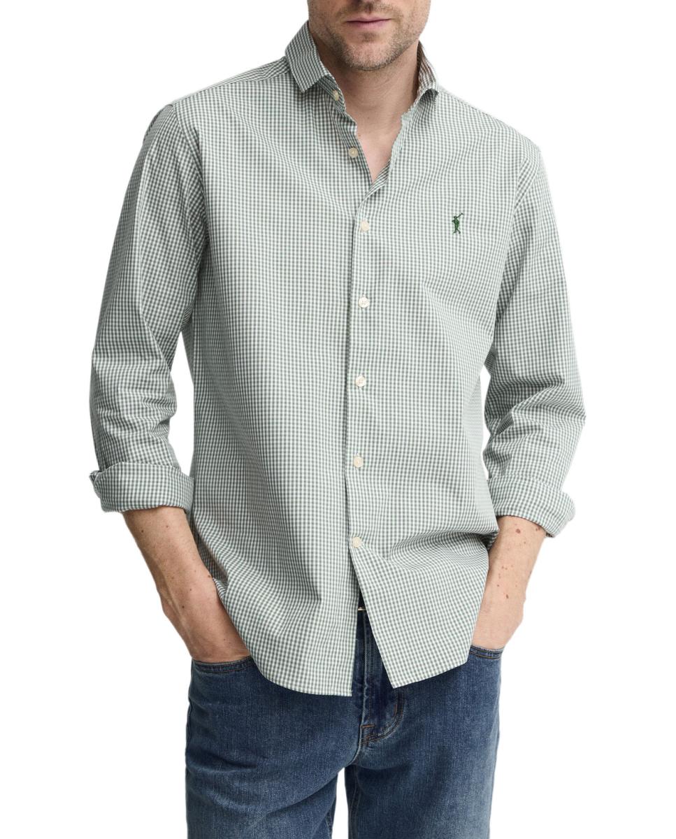 Imagen 0 de Camisa de hombre de manga larga con cuello italiano y corte slim
