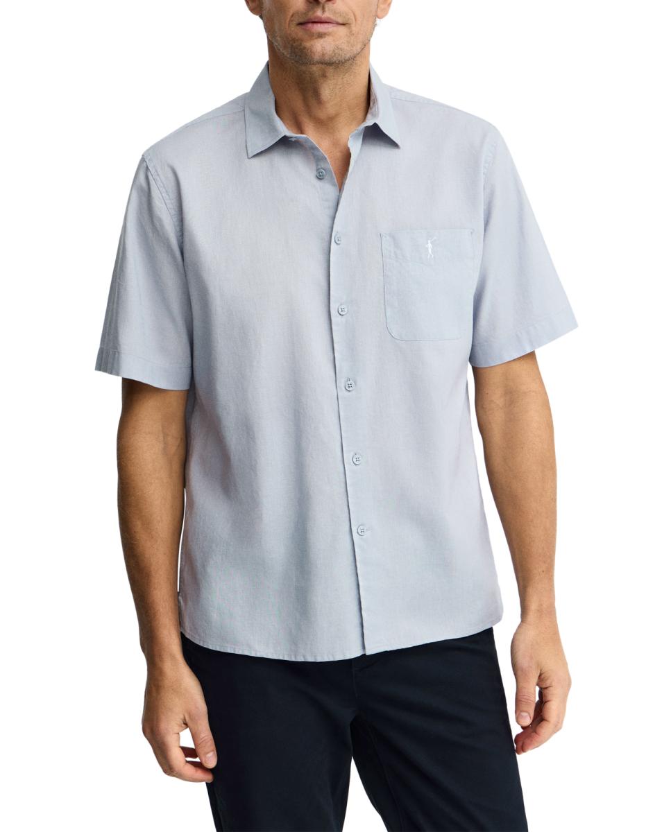 Imagen 0 de Camisa de manga corta para hombre, confeccionada en una mezcla de lino y algodón