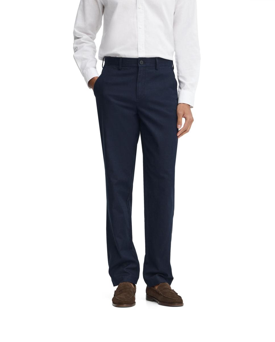 Imagen 0 de Pantalón largo de hombre de corte regular, confeccionado en una mezcla de lino y algodón