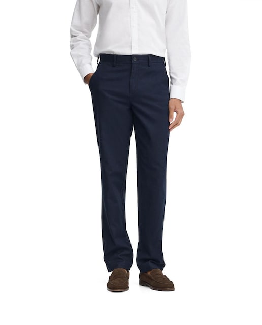 Imagen 0 de Pantalón largo de hombre de corte regular, confeccionado en una mezcla de lino y algodón