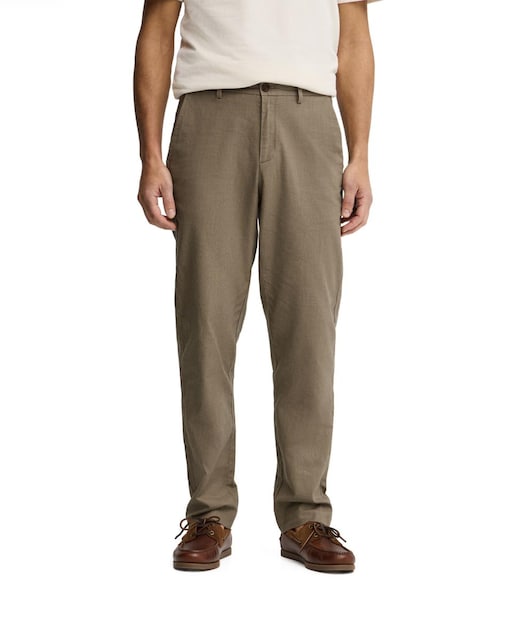 Imagen 0 de Pantalón largo de hombre de corte regular, confeccionado en una mezcla de lino y algodón
