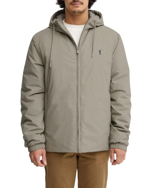 Imagen 0 de Chaqueta de hombre con corte recto y cierre de cremallera, capucha y bajo ajustable con cordón elástico