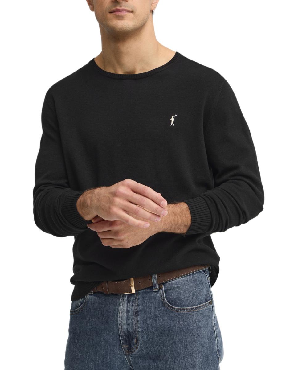 Imagen 0 de Jersey de punto para hombre con manga larga, cuello redondo y corte regular