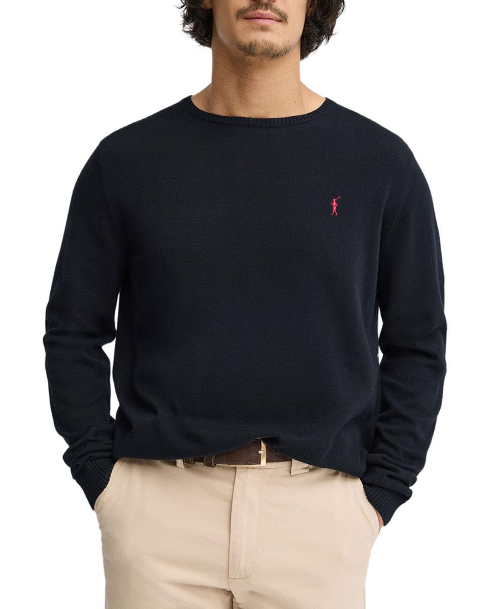 Imagen 0 de Jersey de punto para hombre con manga larga, cuello redondo y corte regular