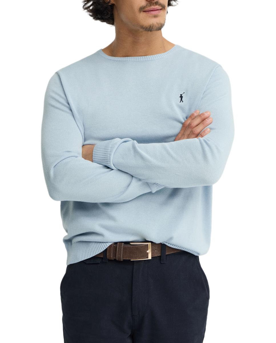 Imagen 0 de Jersey de punto para hombre con manga larga, cuello redondo y corte regular