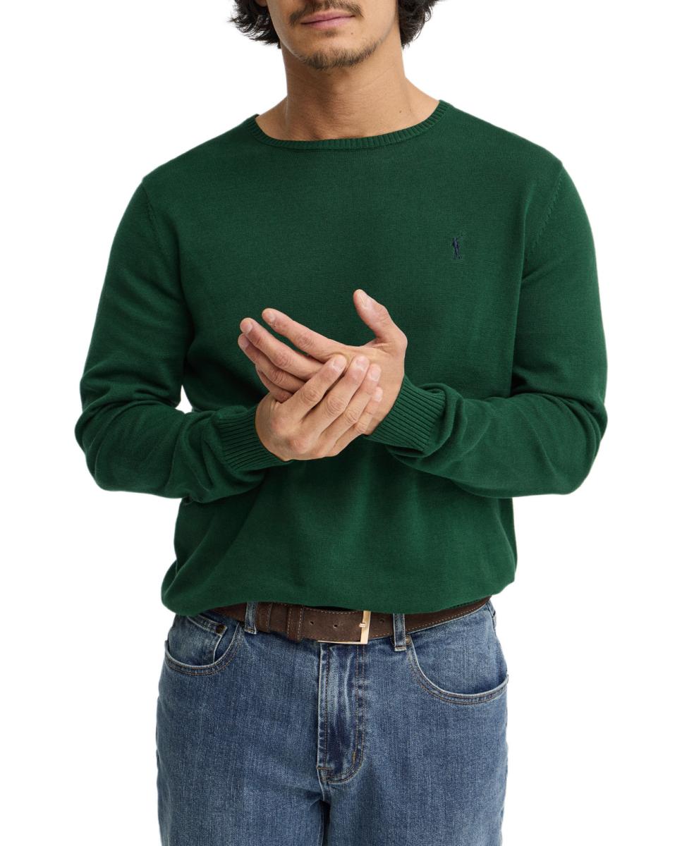 Imagen 0 de Jersey de punto para hombre con manga larga, cuello redondo y corte regular