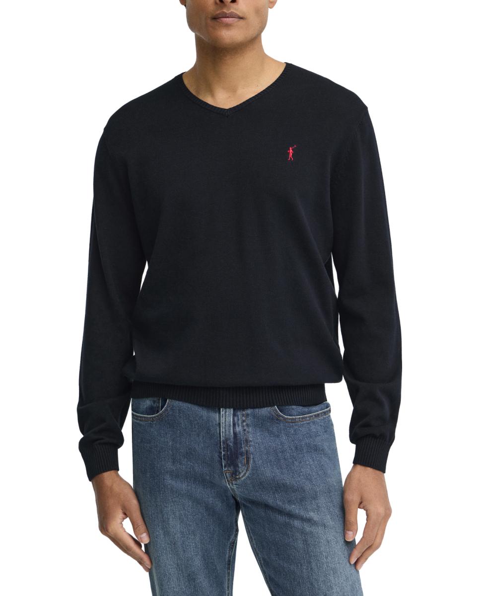 Imagen 0 de Jersey de punto para hombre de manga larga, con cuello en pico y corte regular