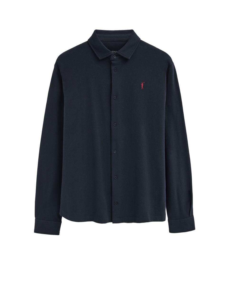 Imagen 0 de Polo de hombre de manga larga con corte slim y cuello italiano