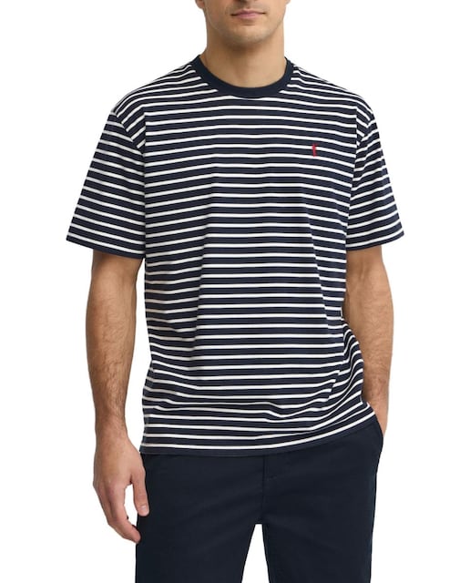 Imagen 0 de Camiseta a rayas de hombre, manga corta y cuello redondo