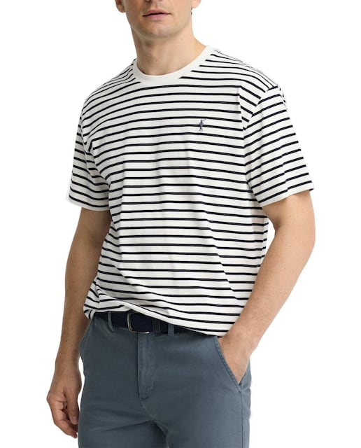 Imagen 0 de Camiseta a rayas de hombre, manga corta y cuello redondo