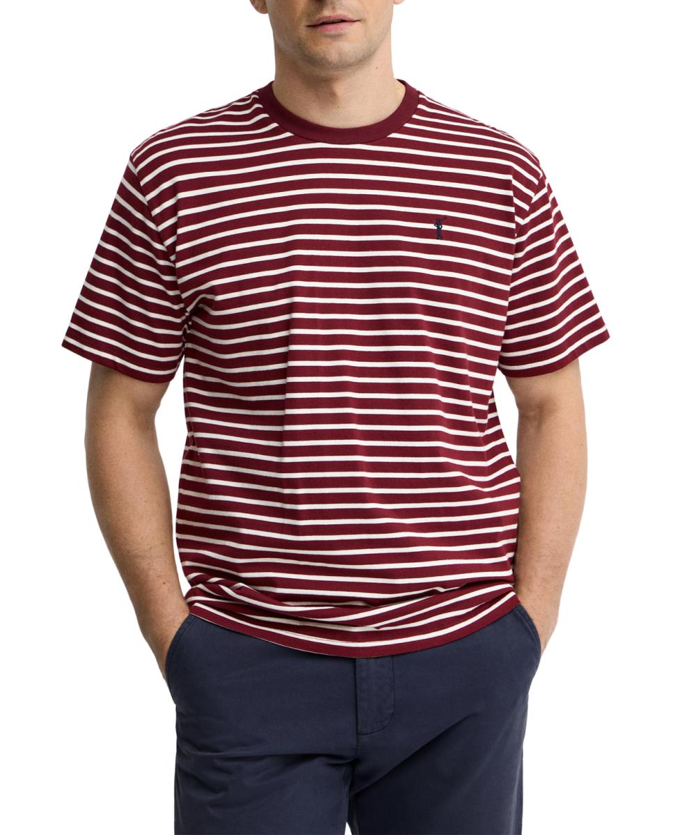 Imagen 0 de Camiseta a rayas de hombre, manga corta y cuello redondo