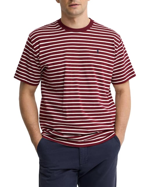 Imagen 0 de Camiseta a rayas de hombre, manga corta y cuello redondo