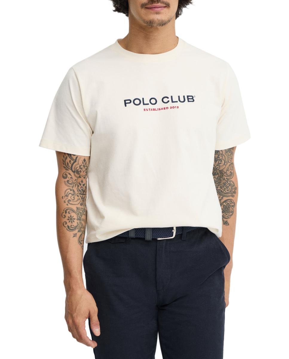 Imagen 0 de Camiseta de hombre de manga corta y corte recto, confeccionada íntegramente en algodón con diseño gráfico Polo Club