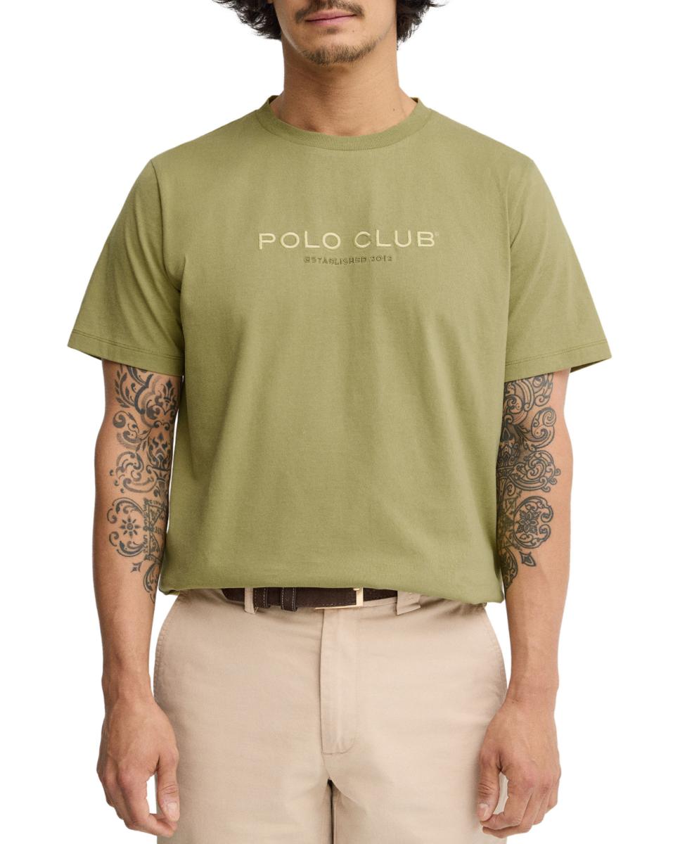 Imagen 0 de Camiseta de hombre de manga corta y corte recto, confeccionada íntegramente en algodón con diseño gráfico Polo Club