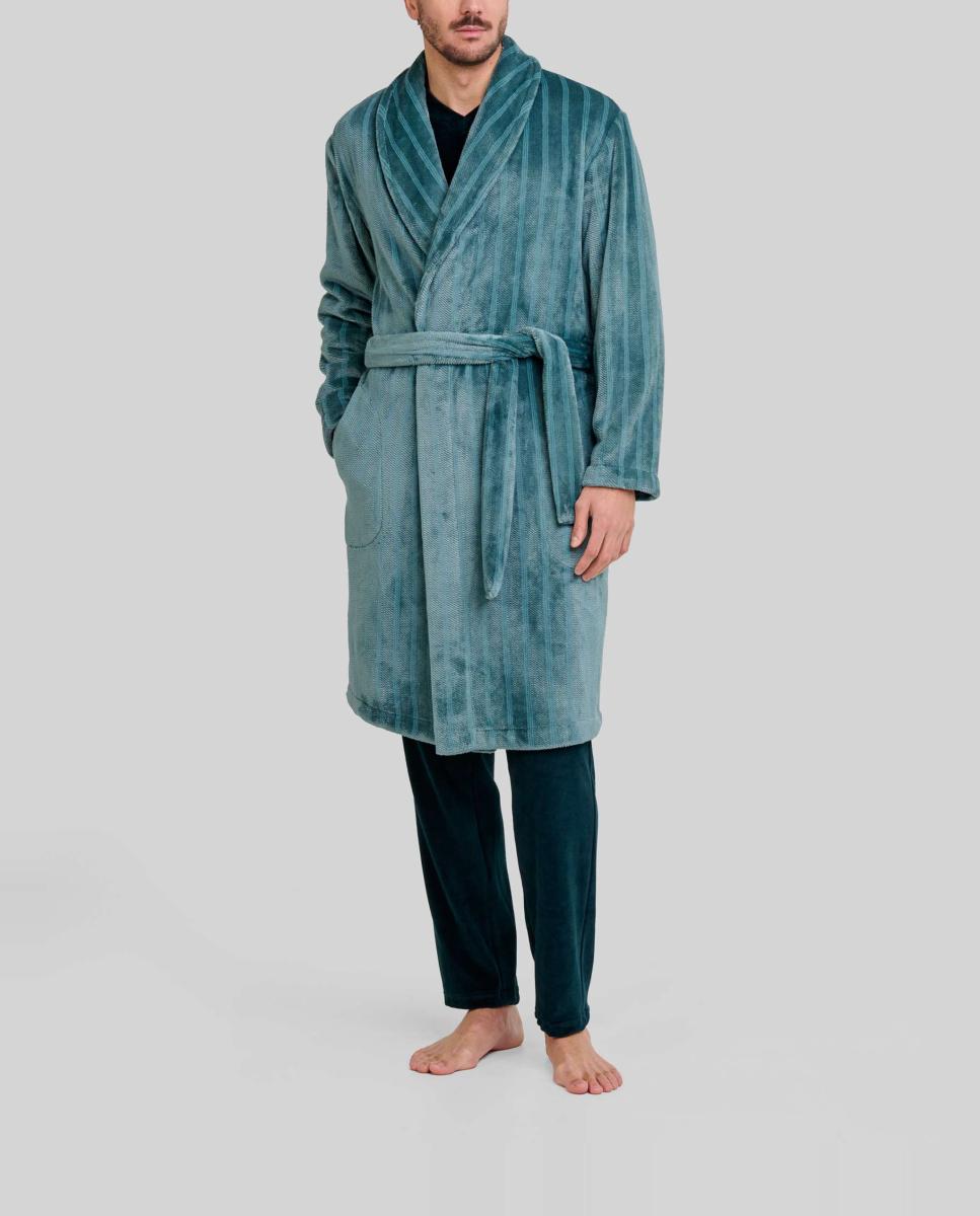Imagen 0 de Bata de hombre tejido Jacquard de rayas