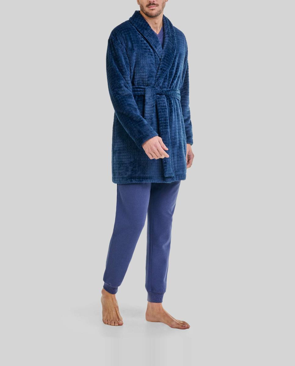 Imagen 0 de Bata de hombre corta Jacquard de cuadros
