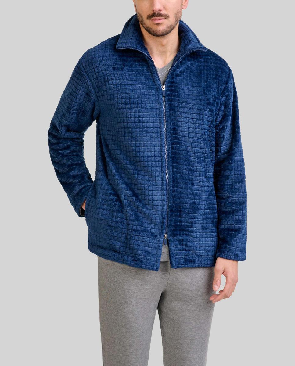Imagen 0 de Bata de hombre cremallera Jacquard de cuadros
