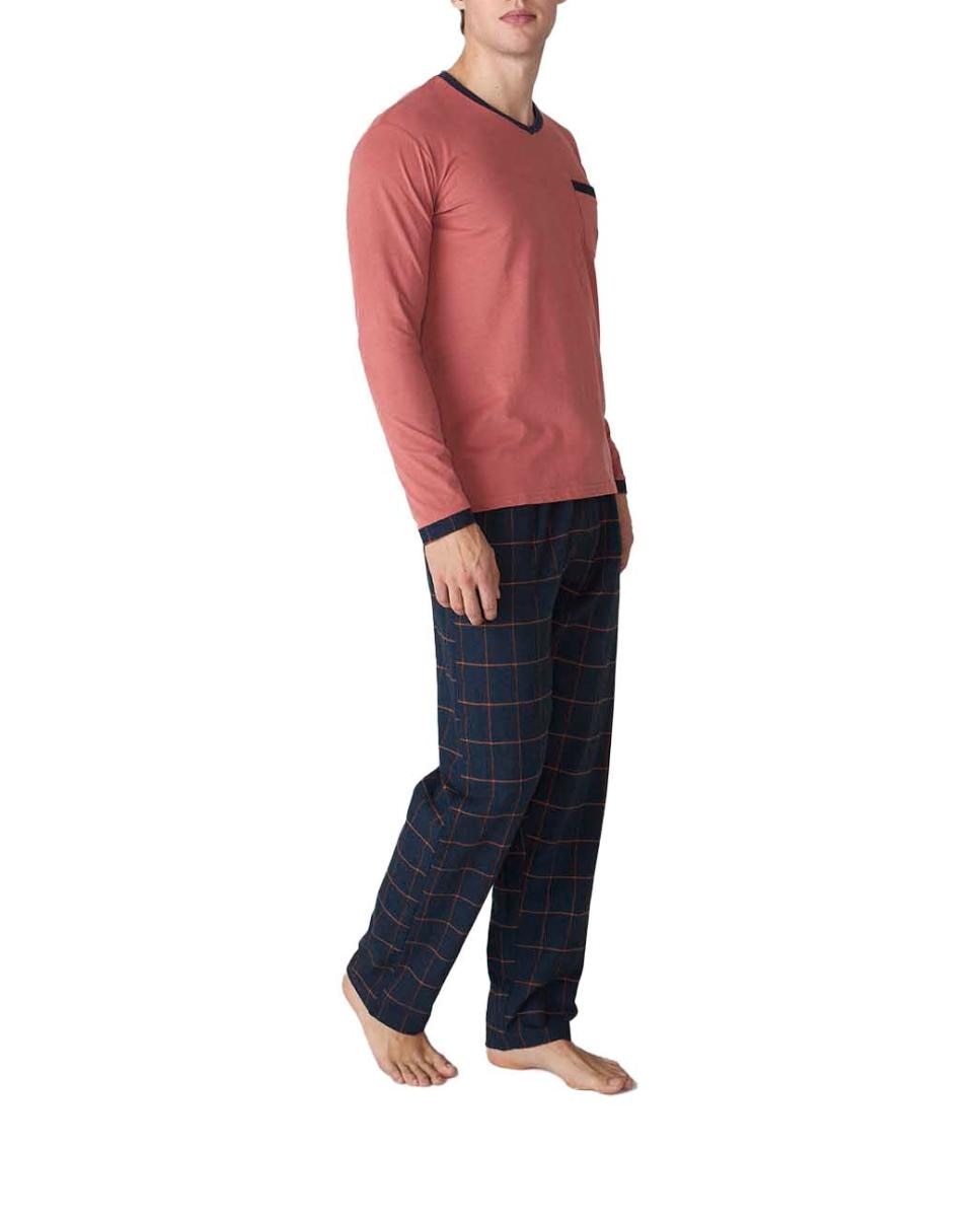 Imagen 0 de Pijama hombre algodón manga larga