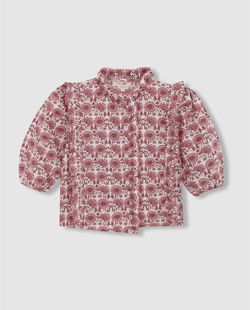 Imagen 0 de Blusa de niña de flores en tonos rosas