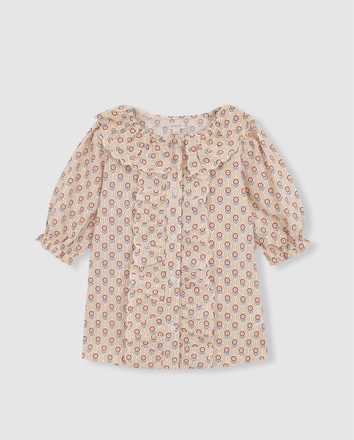 Imagen 0 de Blusa de niña estampada con cuello con ondas