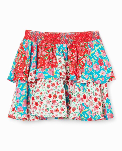 Imagen 0 de Minifalda volantes flores de niña