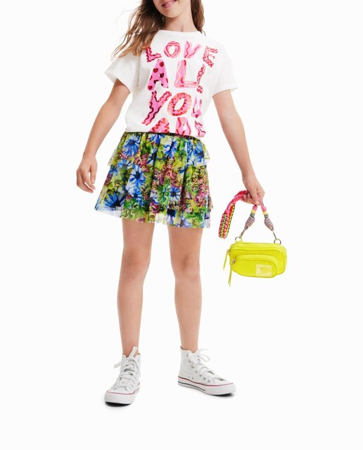 Imagen 0 de Minifalda tul volantes floral de niña