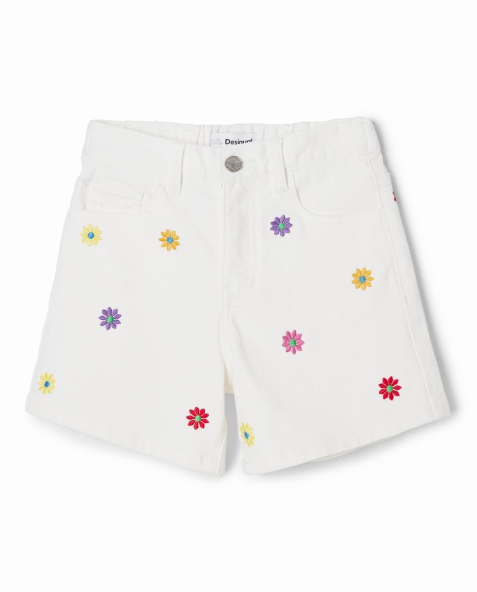 Imagen 0 de Shorts vaqueros margaritas de niña