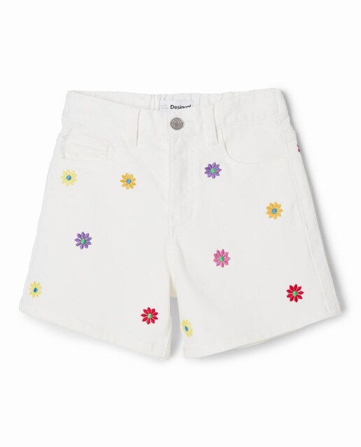Imagen 0 de Shorts vaqueros margaritas de niña