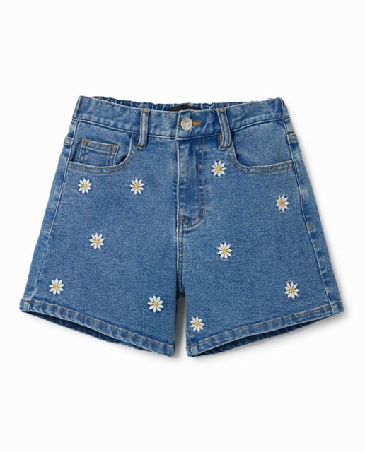 Imagen 0 de Shorts vaqueros margaritas de niña