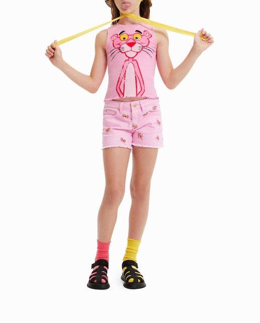 Imagen 0 de Shorts vaqueros Pantera Rosa de niña