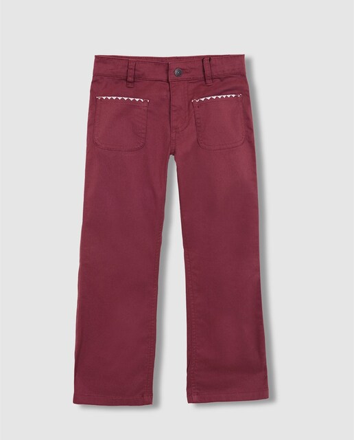 Imagen 0 de Pantalón largo ligeramente acampanado con bolsillos en delantero y espalda