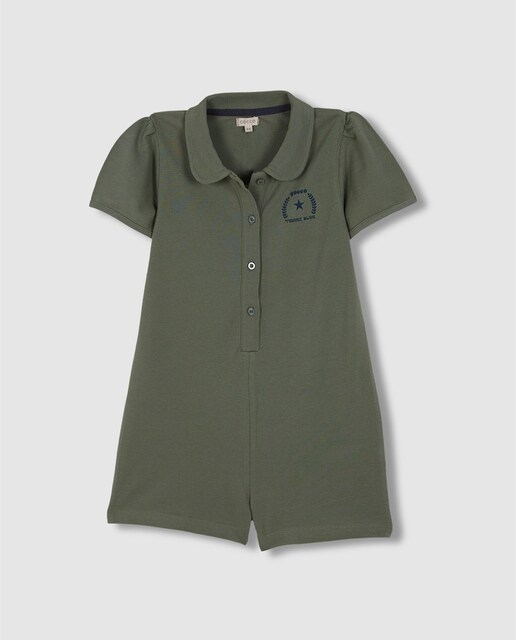 Imagen 0 de Mono de niña de piqué con print y abertura delantera